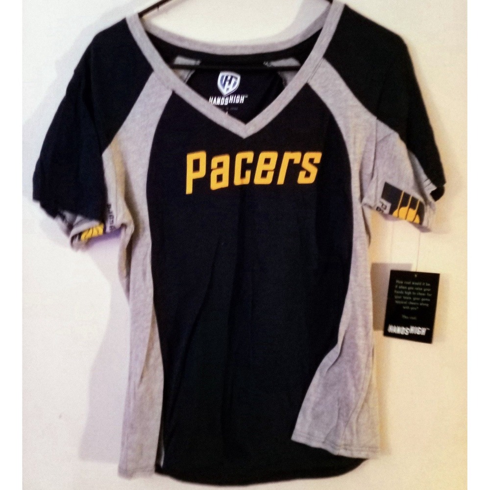NEW Hands High Women's NBA V Neck Tee - Indiana Pacers, Large‎